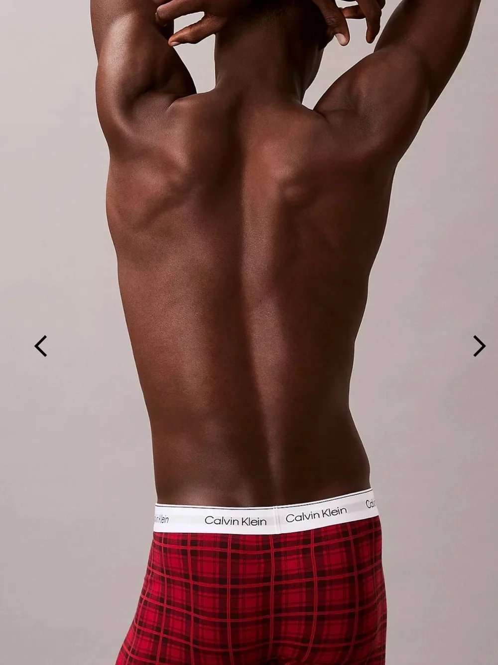 Calvin Klein Red Plaid Stretch Boxer Briefs with Logo Waistband new